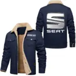 Modern Hatchback Jacket Fur Collar Fleece, Open Road Fur Jacket CAR566 - Deep Blue