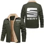 Modern Hatchback Jacket Fur Collar Fleece, Open Road Fur Jacket CAR566 - Military Green