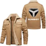 Car Jacket Fur Collar Fleece, Street Style Driver Jacket CAR566 - Khaki