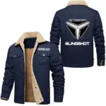 Car Jacket Fur Collar Fleece, Street Style Driver Jacket CAR566 - Deep Blue