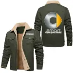 Small Two-Seater Jacket Fur Collar Fleece, Motor-Inspired Fleece Outerwear CAR566 - Military Green