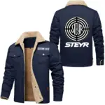Everyday Drive Jacket Fur Collar Fleece, Rugged Fur Collar Fleece CAR566 - Deep Blue