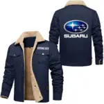 Trail-Ready Auto Jacket Fur Collar Fleece, Motorcycle-Inspired Fleece Outerwear CAR566 - Deep Blue