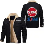 Urban Commuter Bike Jacket Fur Collar Fleece, Automotive Spirit Fur Jacket CAR566 - Black