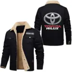 Farm Hauler Jacket Fur Collar Fleece, Motor-Inspired Fleece Outerwear CAR566 - Black