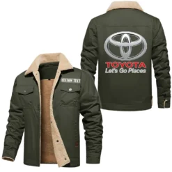 Commuter Car Jacket Fur Collar Fleece, Car Lover's Street Fleece CAR566 - Military Green