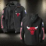 Slam Dunk Nation Flannel Hoodie, Casual Sport Hooded Flannel HVN1430CB - Black