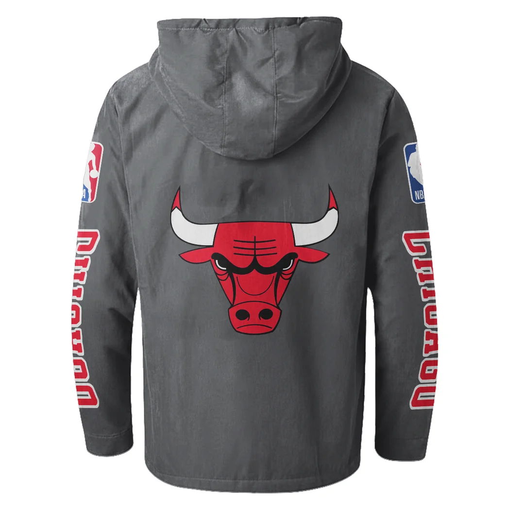 Slam Dunk Nation Flannel Hoodie, Casual Sport Hooded Flannel HVN1430CB - Gray - Image 3