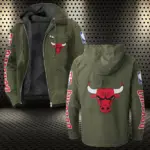 Slam Dunk Nation Flannel Hoodie, Casual Sport Hooded Flannel HVN1430CB - Green