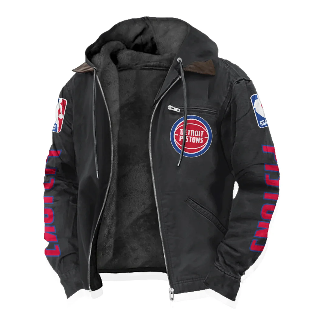 Athletic Slam Lifestyle Flannel Hoodie, Street Style Sport Hoodie HVN1430DP - Black - Image 2