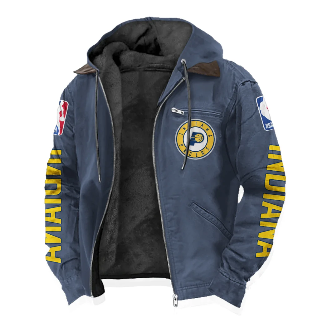 Rising Hoop Squad Flannel Hoodie, Supporter Spirit Hooded Flannel HVN1430IP - Navy Blue - Image 2