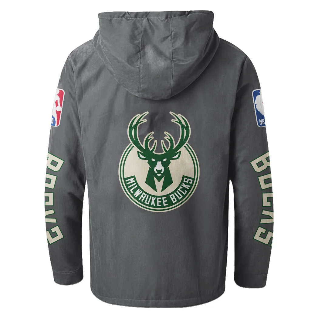 Streetwear Court Culture Flannel Hoodie, True Fan Hooded Flannel HVN1430MB - Gray - Image 3