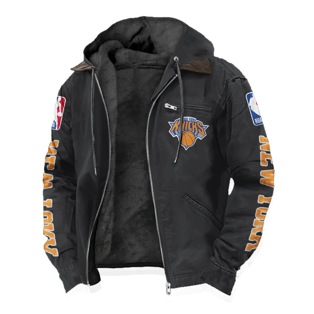 All-Season Court Lifestyle Flannel Hoodie, Fan Pride Hooded Flannel HVN1430NY - Black - Image 2