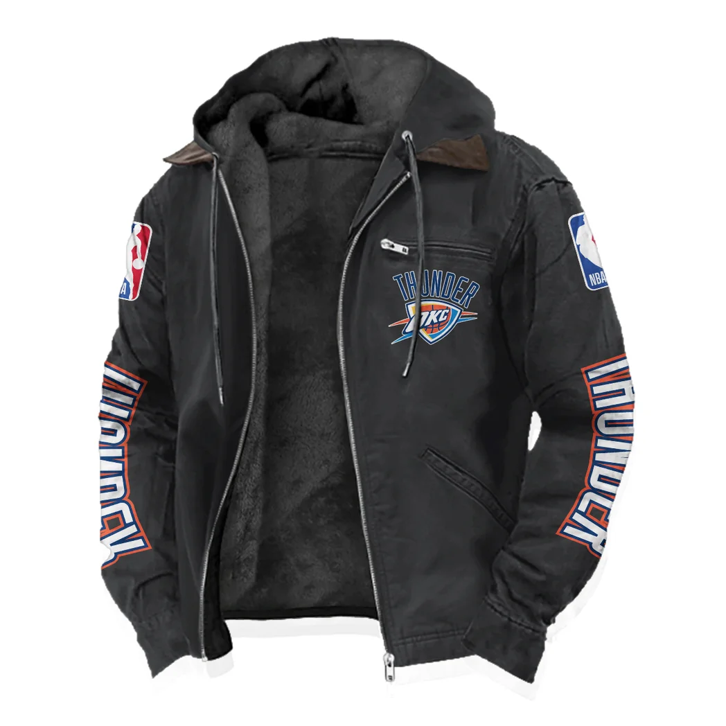 Sport Spirit Nation Flannel Hoodie, Rugged Sport Flannel Hoodie HVN1430OC - Black - Image 2