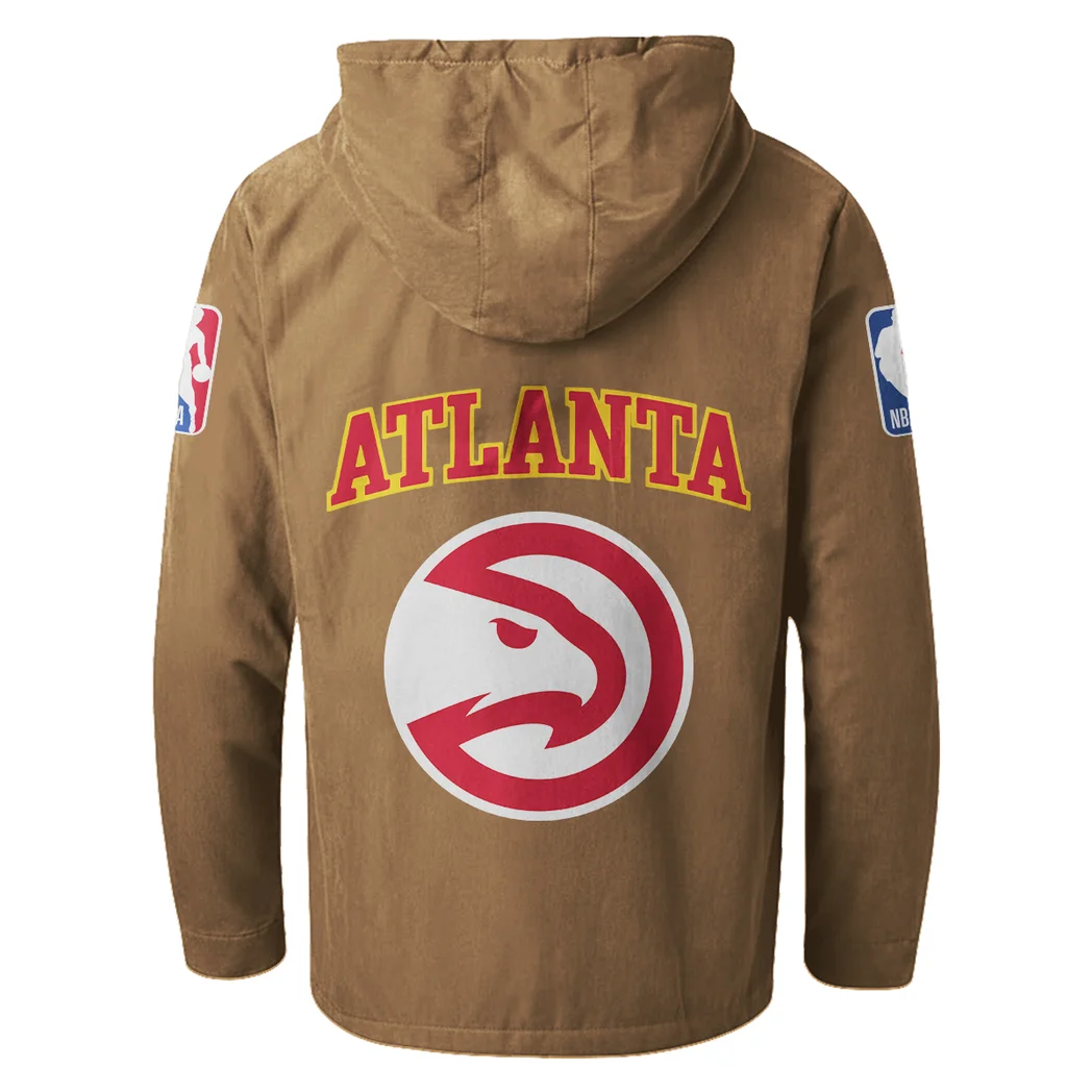 Court Energy Squad Flannel Hoodie, Sport Fan Flannel Hoodie HVN1432AH - Camel - Image 3