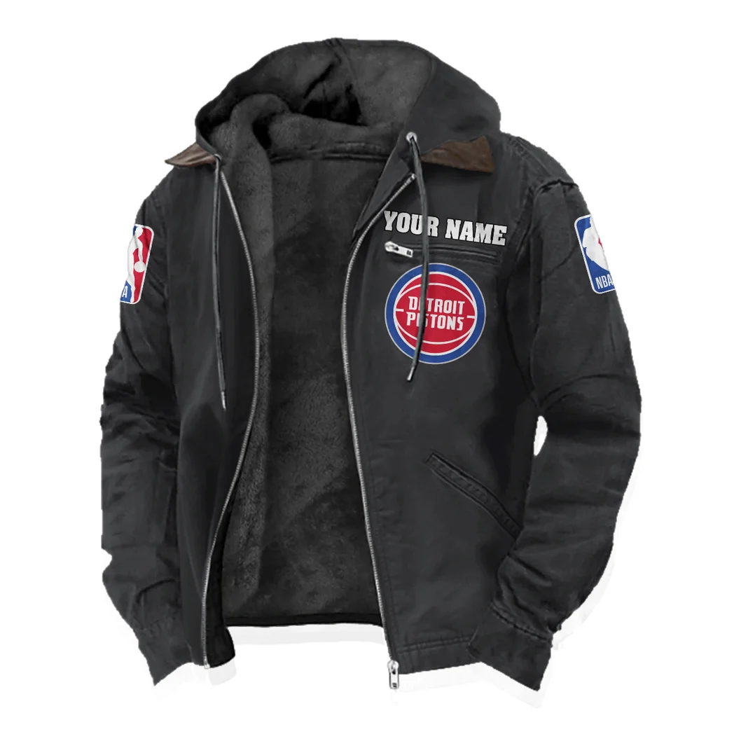 Streetwear Hoop Squad Flannel Hoodie, Street Style Sport Hoodie HVN1432DP - Black - Image 2