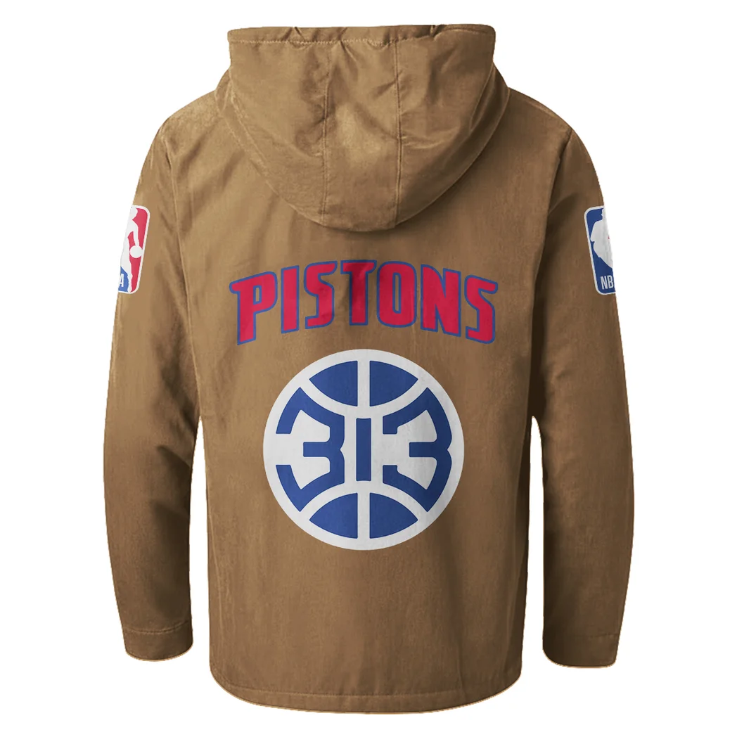 Streetwear Hoop Squad Flannel Hoodie, Street Style Sport Hoodie HVN1432DP - Camel - Image 3