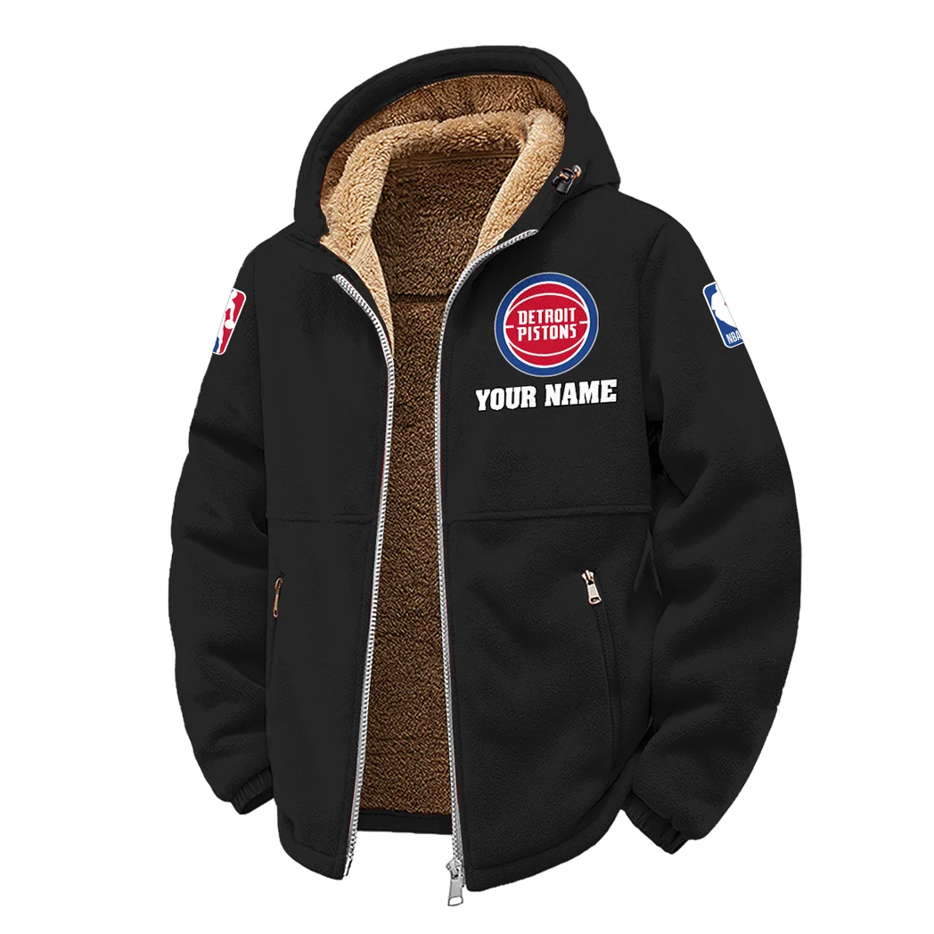Streetwear Hoop Squad Winter Fleece Jacket, Superior Thermal Protection HVN1432DP - Black - Image 2
