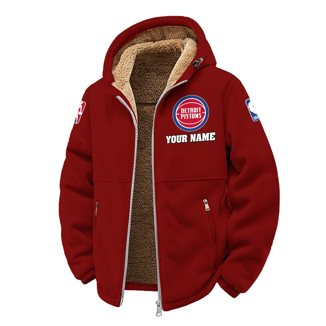 Streetwear Hoop Squad Winter Fleece Jacket, Superior Thermal Protection HVN1432DP - Wine - Image 2