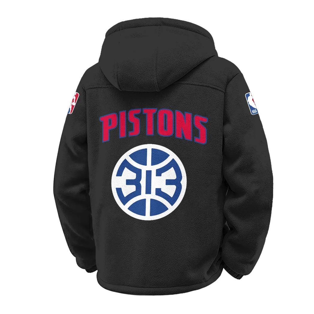 Streetwear Hoop Squad Winter Fleece Jacket, Superior Thermal Protection HVN1432DP - Black - Image 3