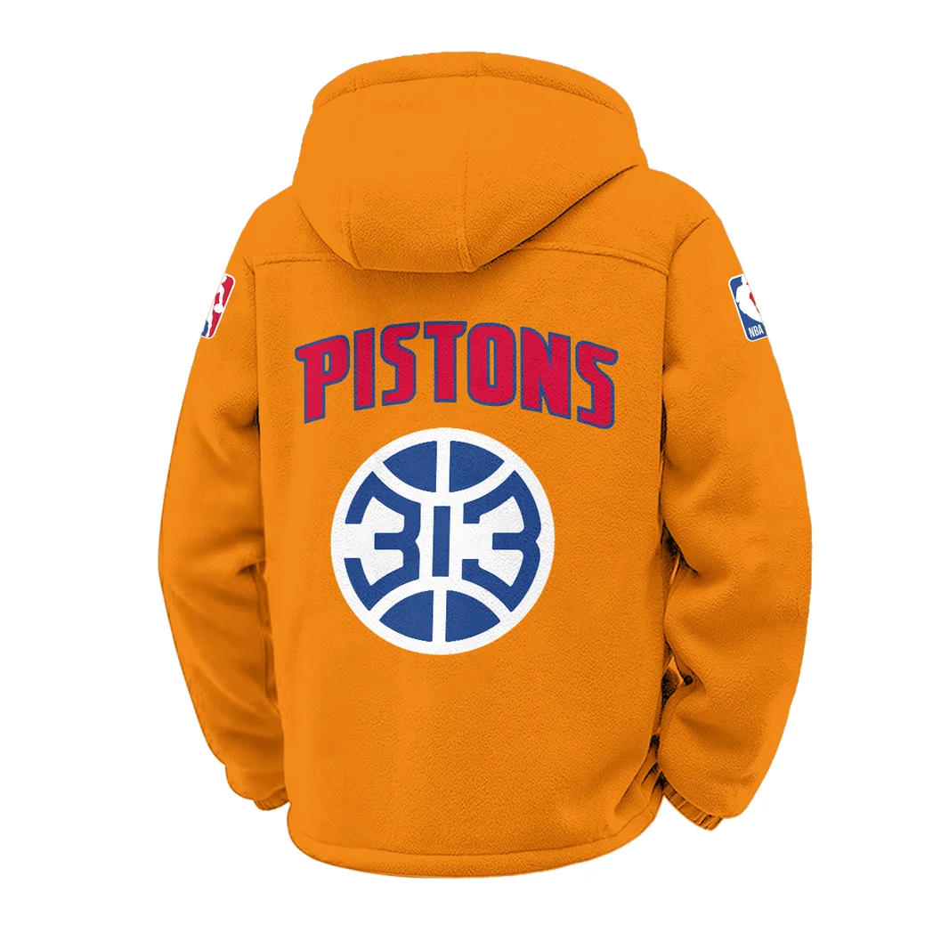 Streetwear Hoop Squad Winter Fleece Jacket, Superior Thermal Protection HVN1432DP - Orange - Image 3