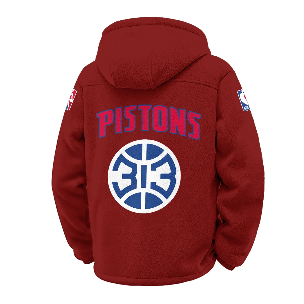 Streetwear Hoop Squad Winter Fleece Jacket, Superior Thermal Protection HVN1432DP - Wine - Image 3