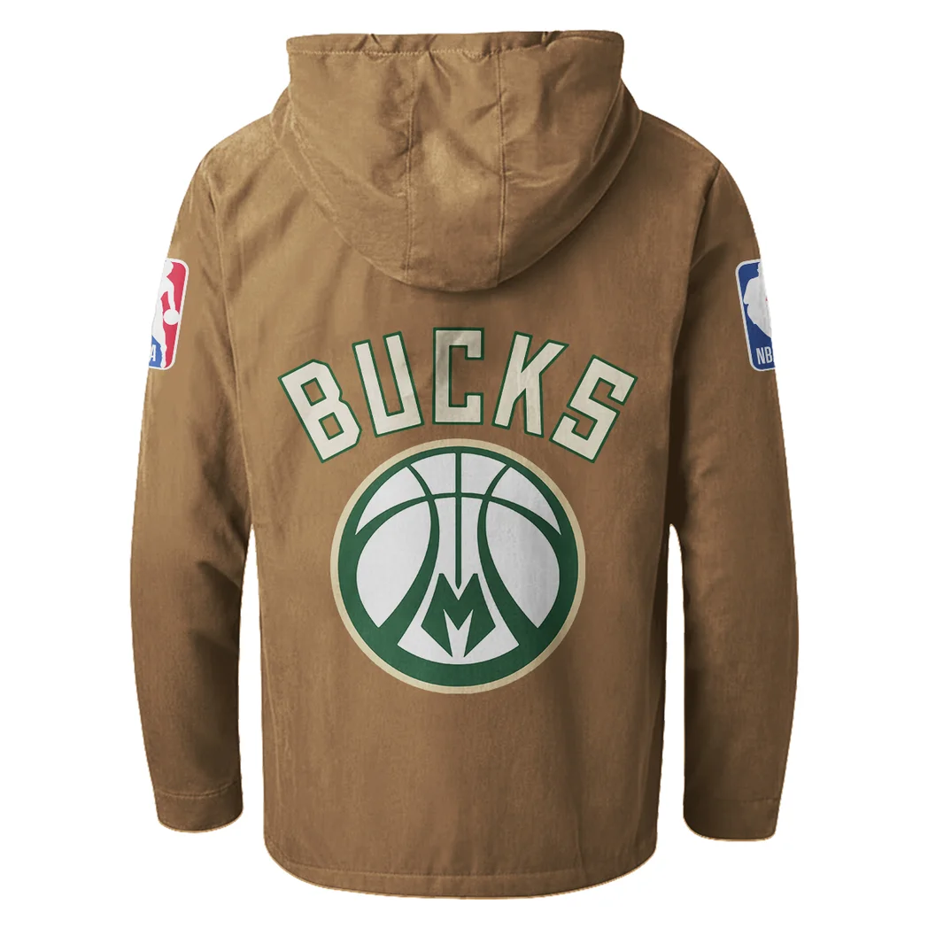 Streetwear Court Culture Flannel Hoodie, True Fan Hooded Flannel HVN1432MB - Camel - Image 3