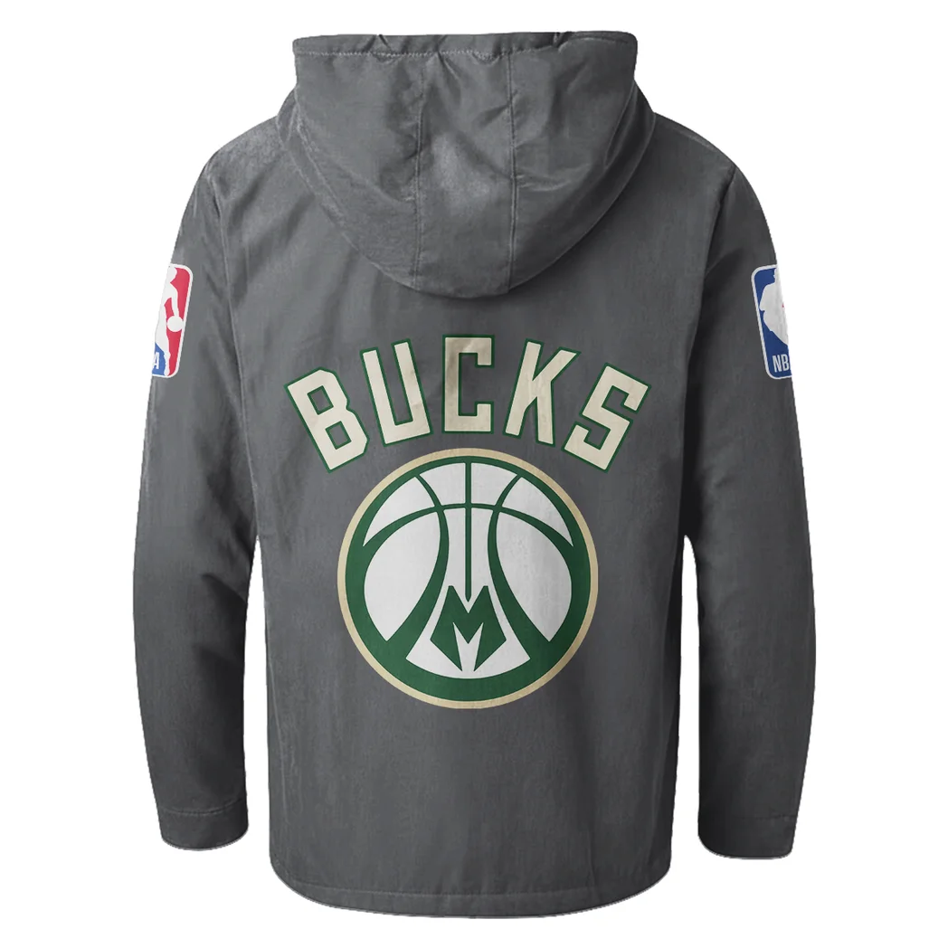 Streetwear Court Culture Flannel Hoodie, True Fan Hooded Flannel HVN1432MB - Gray - Image 3