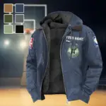 Streetwear Court Culture Flannel Hoodie, True Fan Hooded Flannel HVN1432MB - Navy Blue