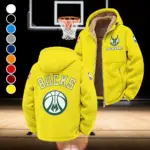 Streetwear Court Culture Winter Fleece Jacket, Cold Weather Hiking Fleece HVN1432MB - Yellow
