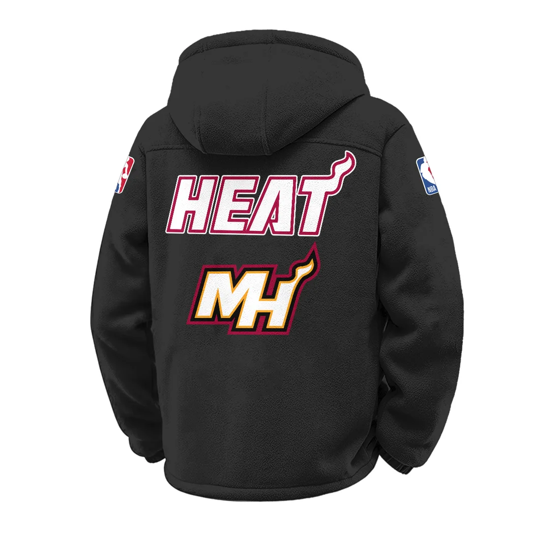 Everyday Basketball Lifestyle Winter Fleece Jacket, All-Mountain Sport Jacket HVN1432MH - Black - Image 3