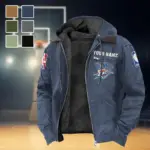 Everyday Hoop Fans Flannel Hoodie, Rugged Sport Flannel Hoodie HVN1432OC - Navy Blue