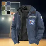 All-Season Sport Family Flannel Hoodie, Warm Sport Spirit Hoodie HVN1432PH - Navy Blue