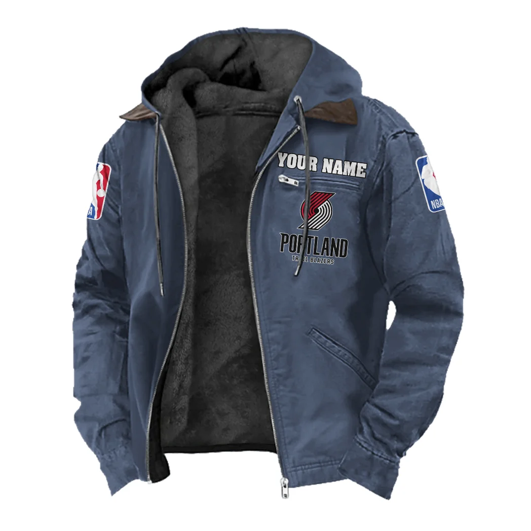 All-Season Supporters Flannel Hoodie, Sport Vibe Hooded Flannel HVN1432PT - Navy Blue - Image 2