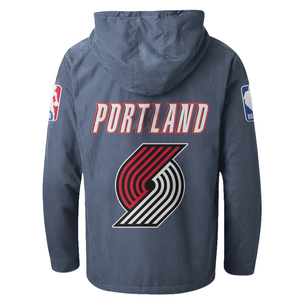 All-Season Supporters Flannel Hoodie, Sport Vibe Hooded Flannel HVN1432PT - Navy Blue - Image 3