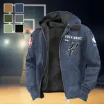 Streetwear Court Culture Flannel Hoodie, Supporter Spirit Hooded Flannel HVN1432SA - Navy Blue