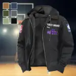 Sport Spirit Fans Flannel Hoodie, Classic Flannel Sport Hoodie HVN1432UJ - Black