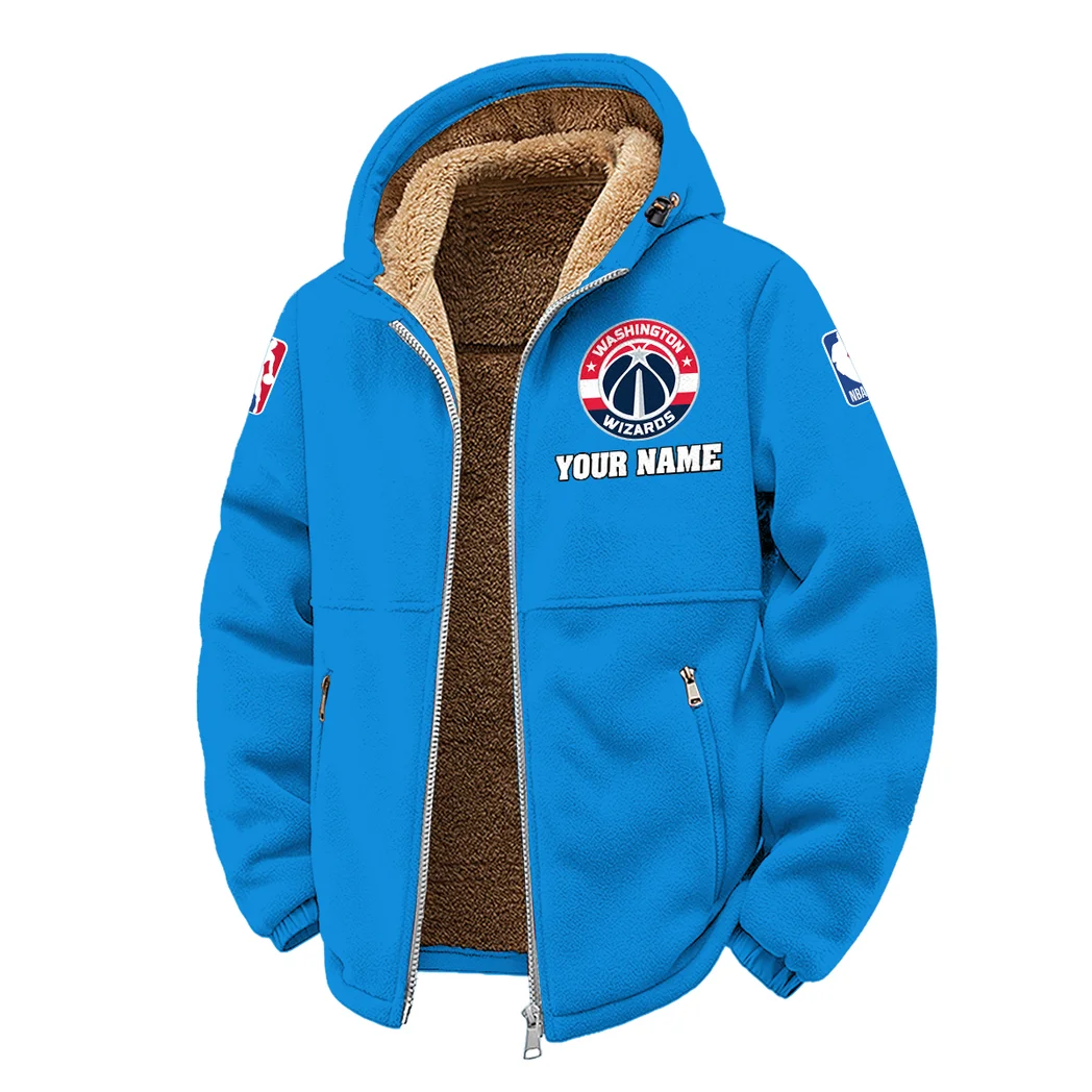 All-Season Hoop Squad Winter Fleece Jacket, Sherpa Lined Winter Fleece HVN1432WW - Cyan - Image 2
