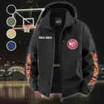 Bold Game Day Fans Fleece Windbreaker Jacket, Thermal Wind-Stop Jacket HVN1433AH - Black