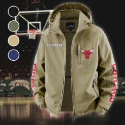 All-Season Court Family Fleece Windbreaker Jacket, Windproof Fleece Hybrid HVN1433CB - Khaki