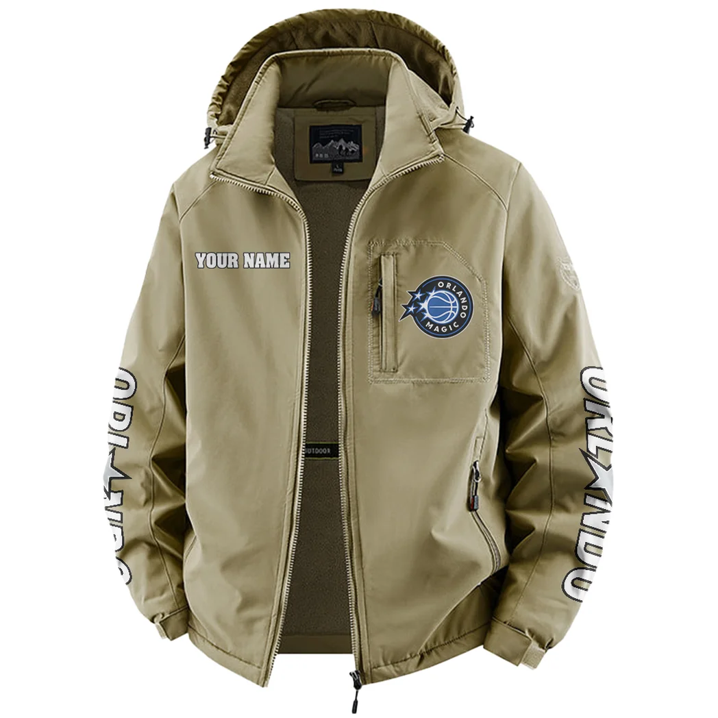 Athletic Slam Squad Fleece Windbreaker Jacket, Soft-Shell Active Fleece HVN1433OM - Khaki - Image 2
