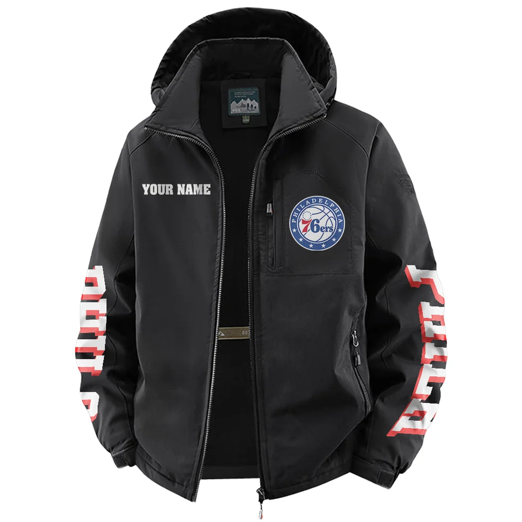Rising Hoop Squad Fleece Windbreaker Jacket, Brushed Fleece Wind-Resist Layer HVN1433PH - Black - Image 2