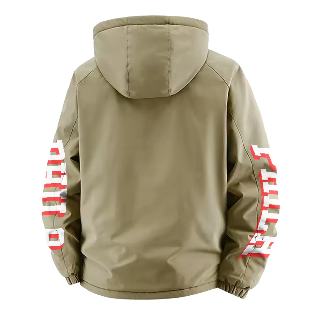 Rising Hoop Squad Fleece Windbreaker Jacket, Brushed Fleece Wind-Resist Layer HVN1433PH - Khaki - Image 4