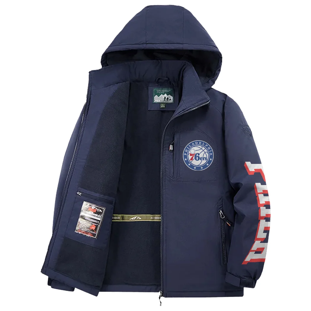 Rising Hoop Squad Fleece Windbreaker Jacket, Brushed Fleece Wind-Resist Layer HVN1433PH - Navy - Image 3