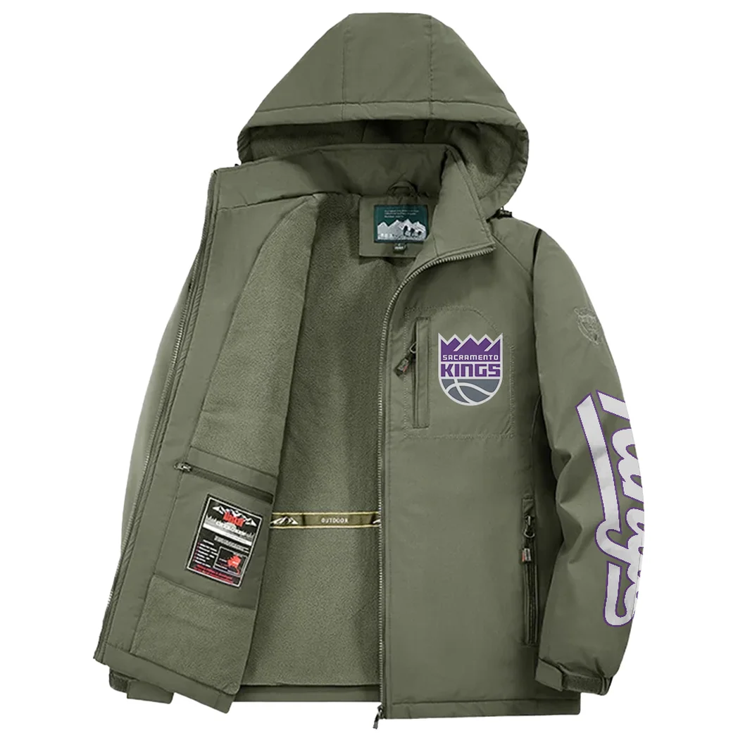 Basketball Lifestyle Fans Fleece Windbreaker Jacket, Midweight Thermal Windbreaker HVN1433SK - Green - Image 3