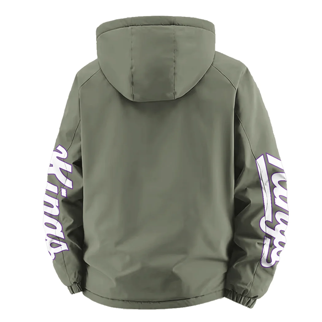 Basketball Lifestyle Fans Fleece Windbreaker Jacket, Midweight Thermal Windbreaker HVN1433SK - Green - Image 4