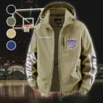 Basketball Lifestyle Fans Fleece Windbreaker Jacket, Midweight Thermal Windbreaker HVN1433SK - Khaki