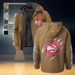 Court Energy Squad Flannel Hoodie, Sport Fan Flannel Hoodie HVN1434AH - Camel