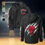 Basketball Energy Fans Flannel Hoodie, Casual Sport Hooded Flannel HVN1434CB - Black