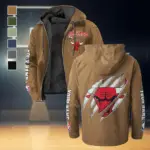 Basketball Energy Fans Flannel Hoodie, Casual Sport Hooded Flannel HVN1434CB - Camel